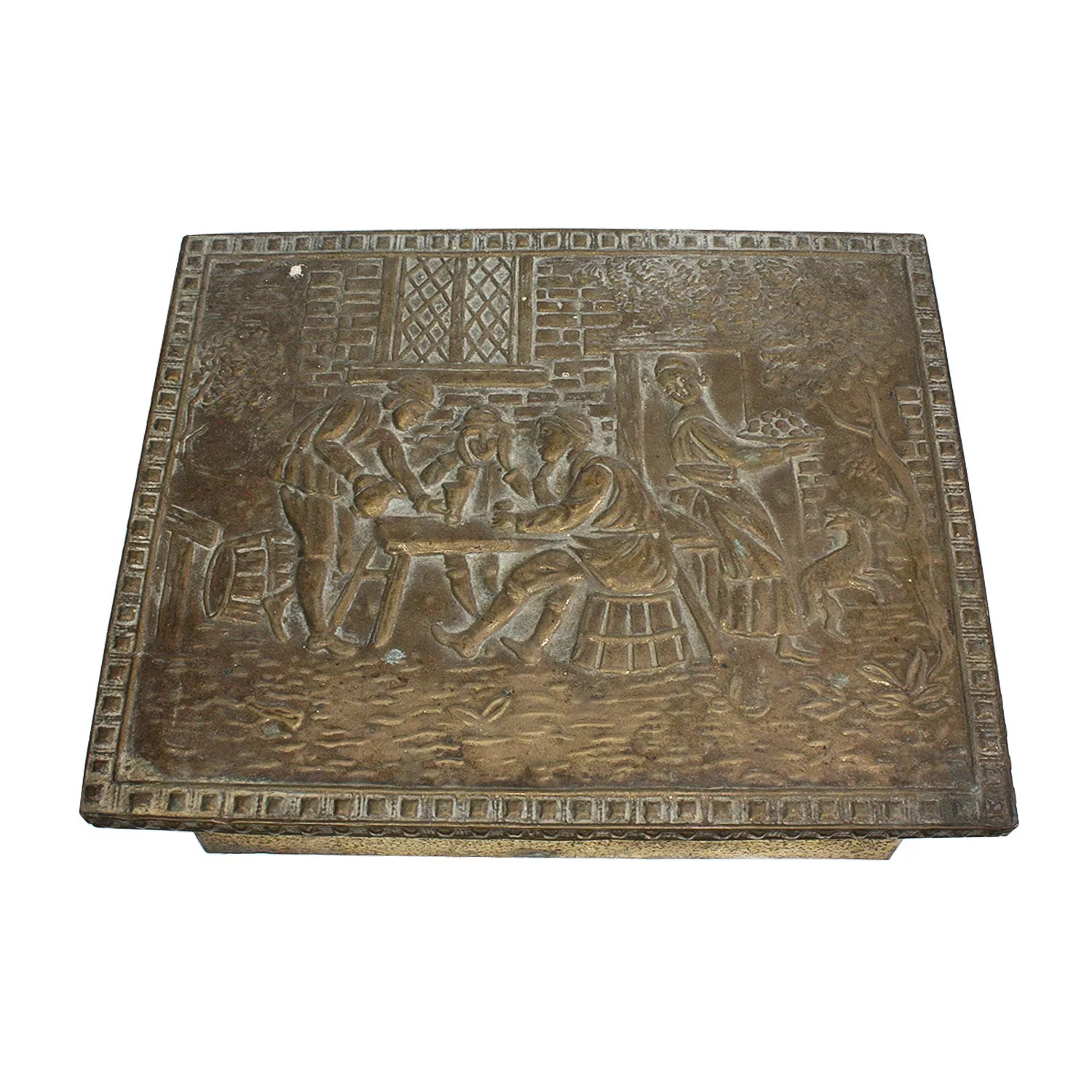 Antique Embossed Brass Box