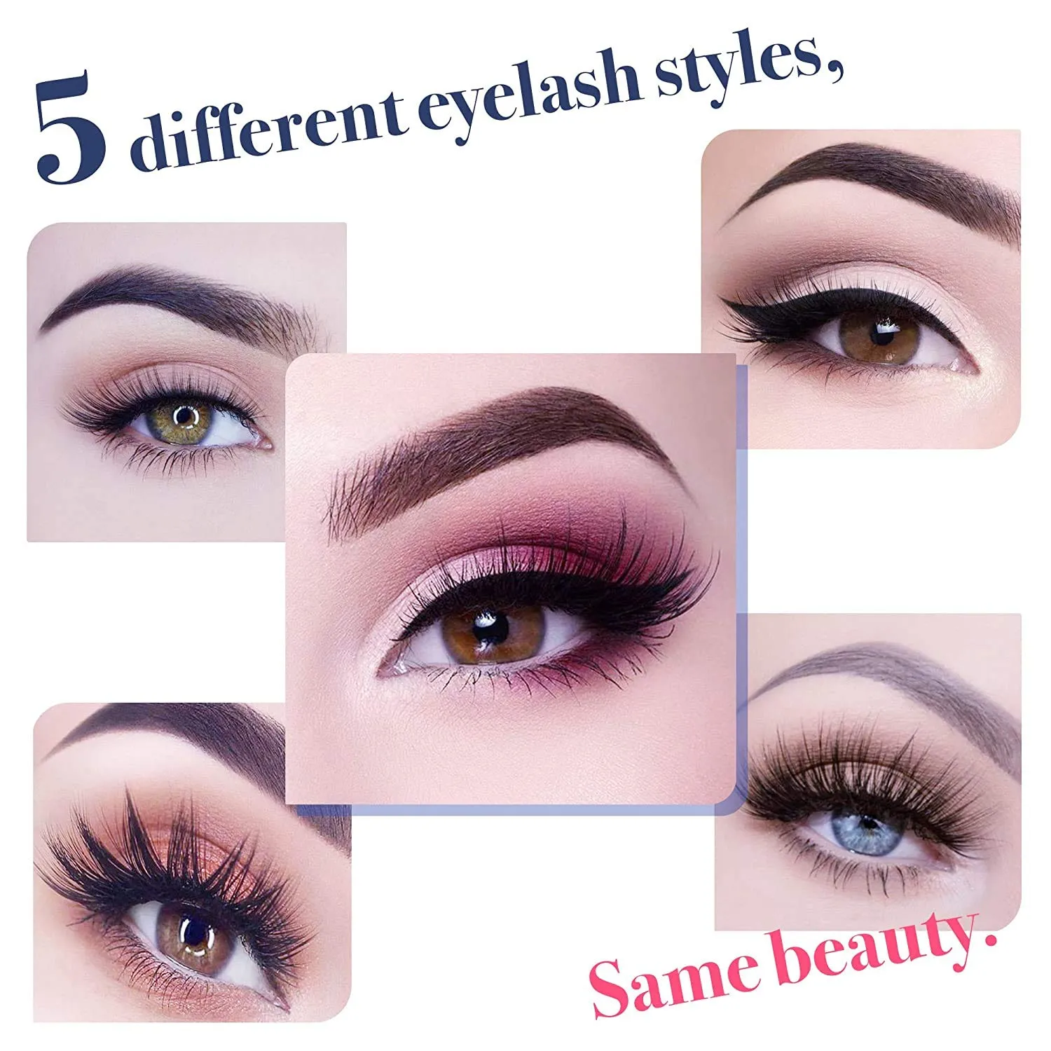 Arishine 5 Pairs Reusable Magnetic Eyelashes and 2 Tubes of Magnetic Eyeliner Kit