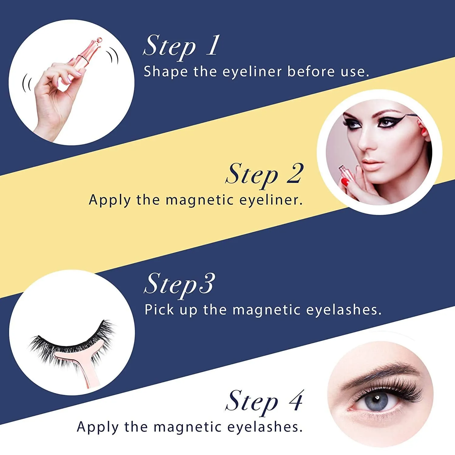 Arishine 5 Pairs Reusable Magnetic Eyelashes and 2 Tubes of Magnetic Eyeliner Kit