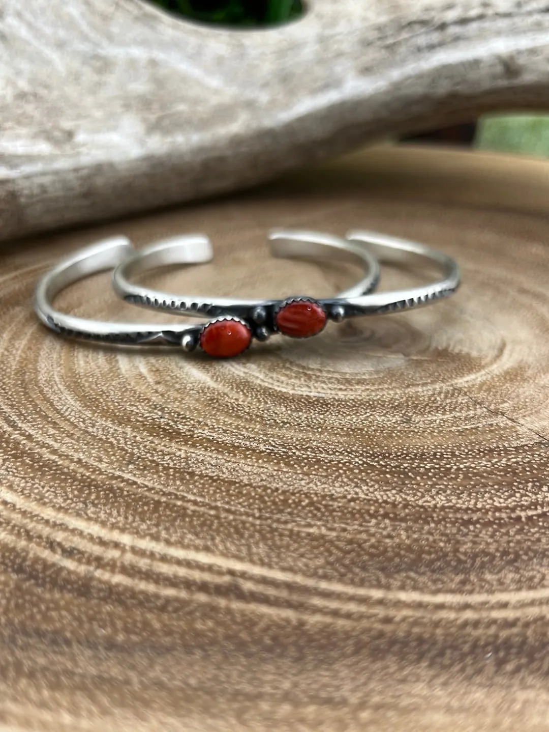 Aspen Slim Oval Spiny 3mm Stamped Sterling Cuff