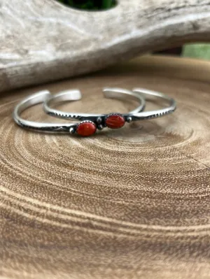 Aspen Slim Oval Spiny 3mm Stamped Sterling Cuff