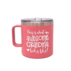 Awesome Grandma 14 oz Coral Camper Tumbler for Grandmothers