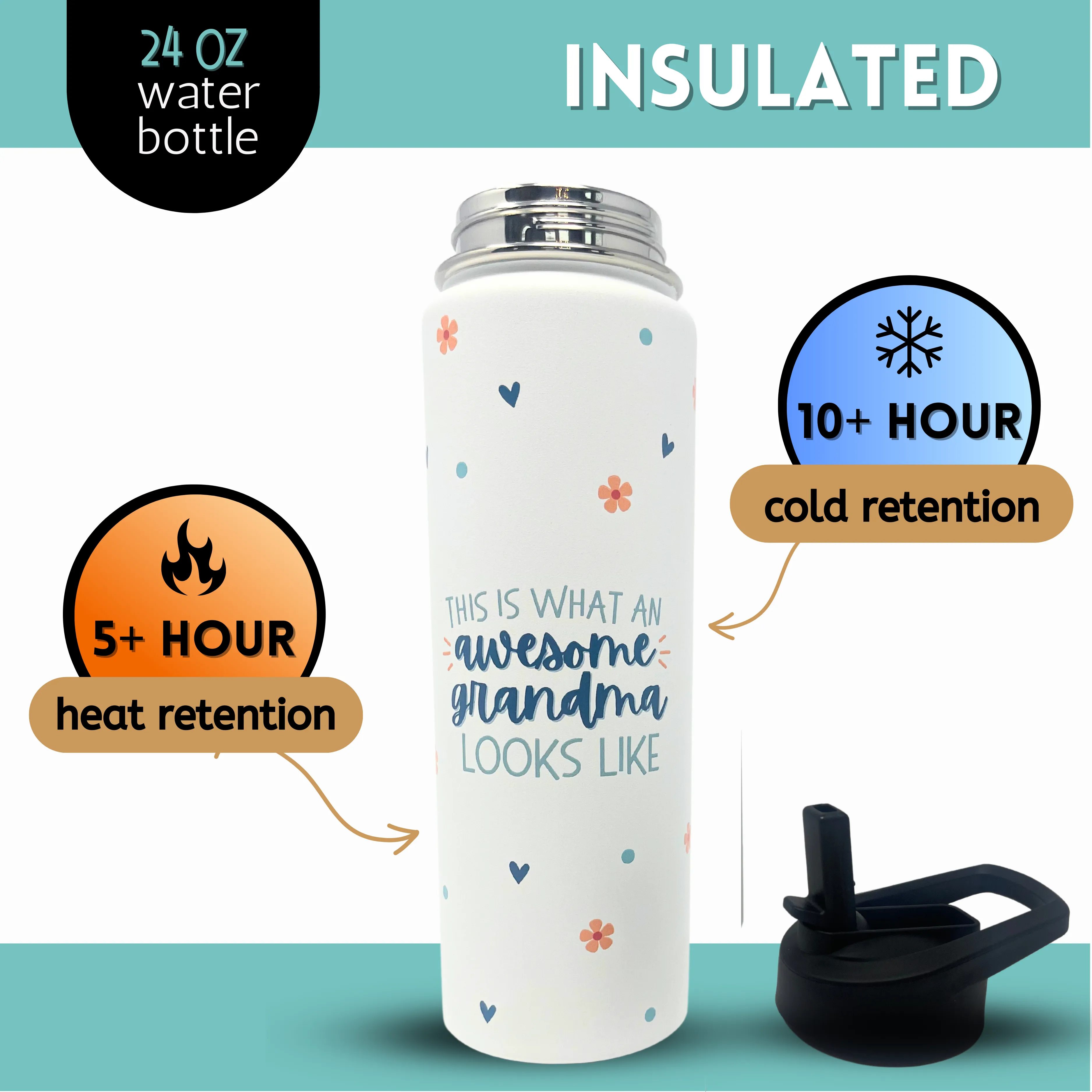 Awesome Grandma 24 oz Insulated Water Bottle