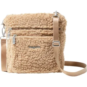 Baggallini Modern Pocket Crossbody Taupe Faux Shearling