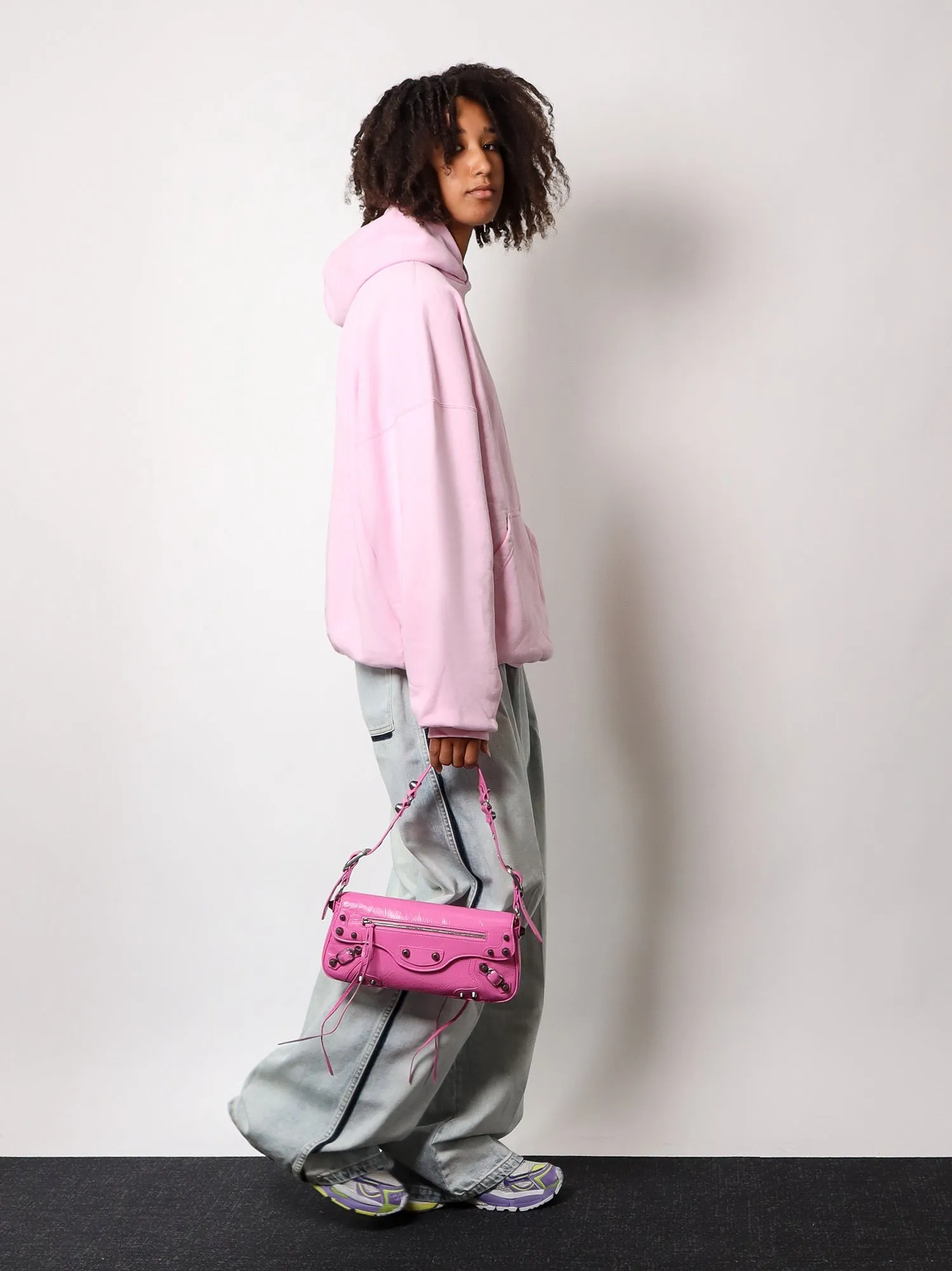 Balenciaga Leather Shoulder Bag With Metal Details