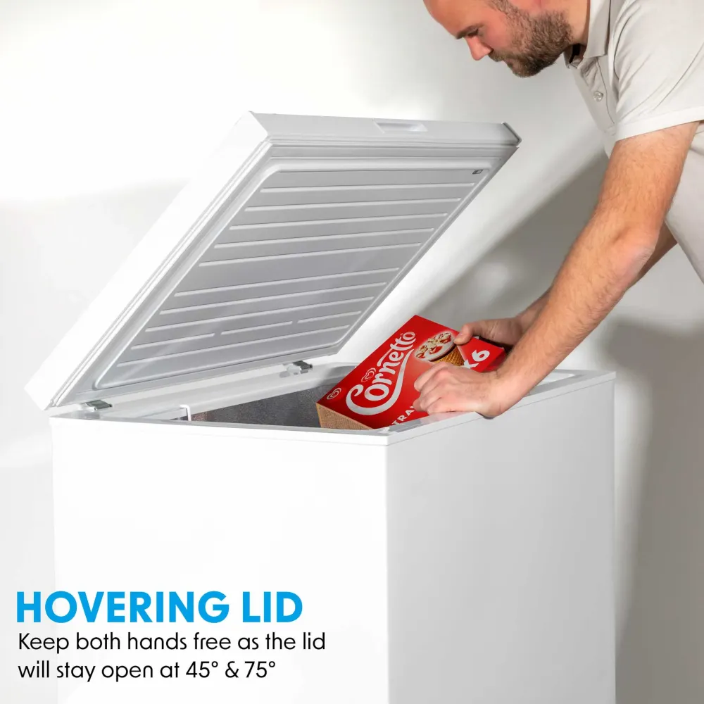Baridi Freestanding Chest Freezer 199L with Thermostat - White - B
