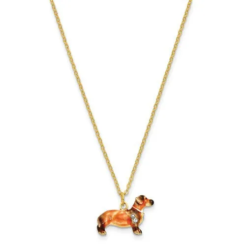 Bejeweled Enameled & Crystal Dachshund Trinket Box