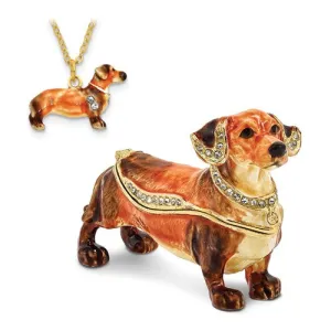 Bejeweled Enameled & Crystal Dachshund Trinket Box