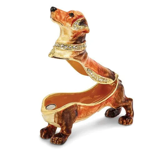 Bejeweled Enameled & Crystal Dachshund Trinket Box