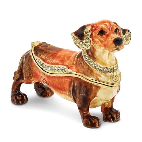 Bejeweled Enameled & Crystal Dachshund Trinket Box