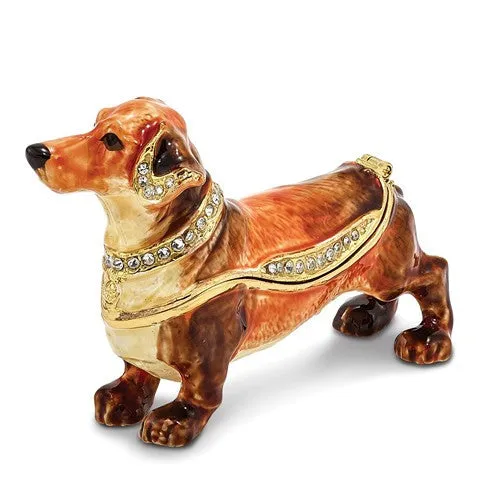 Bejeweled Enameled & Crystal Dachshund Trinket Box