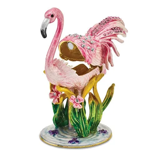 Bejeweled Pink Flamingo Trinket Box