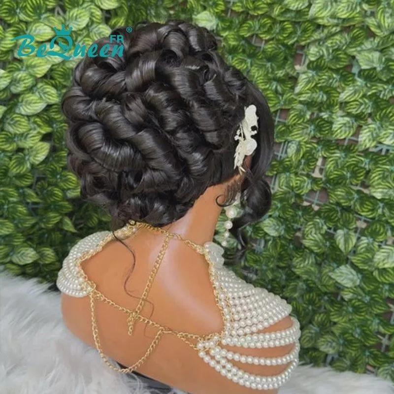 BeQueen “Mariana” Perruque de mariage noir Chignon avec Lace Frontale 13x4