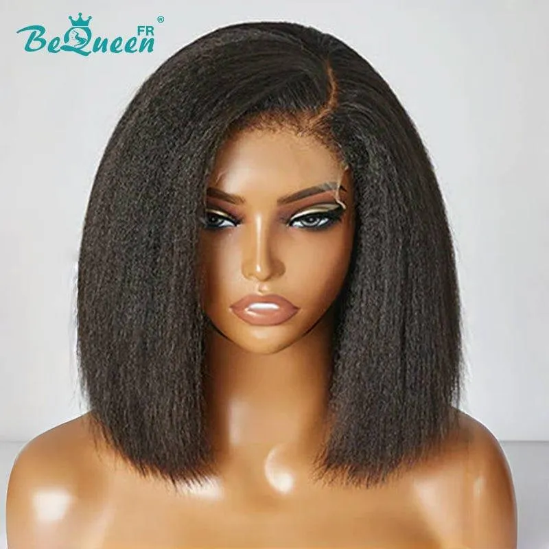 BeQueen “Nadia” Perruque Bob Bords Bouclés Kinky Straight avec Lace Closure 4x4