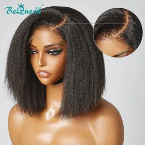 BeQueen “Nadia” Perruque Bob Bords Bouclés Kinky Straight avec Lace Closure 4x4