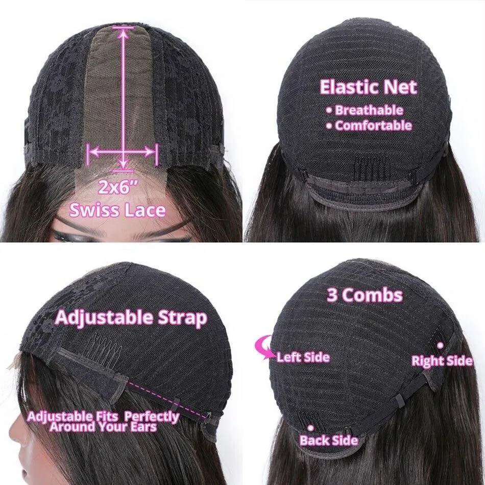 BeQueen Perruque à Dentelle closure 2x6 Kim K Cheveux Raides