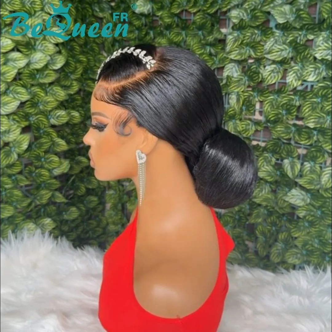 BeQueen “Raquel” Perruque de mariage noir Chignon avec Lace Frontale 13x4