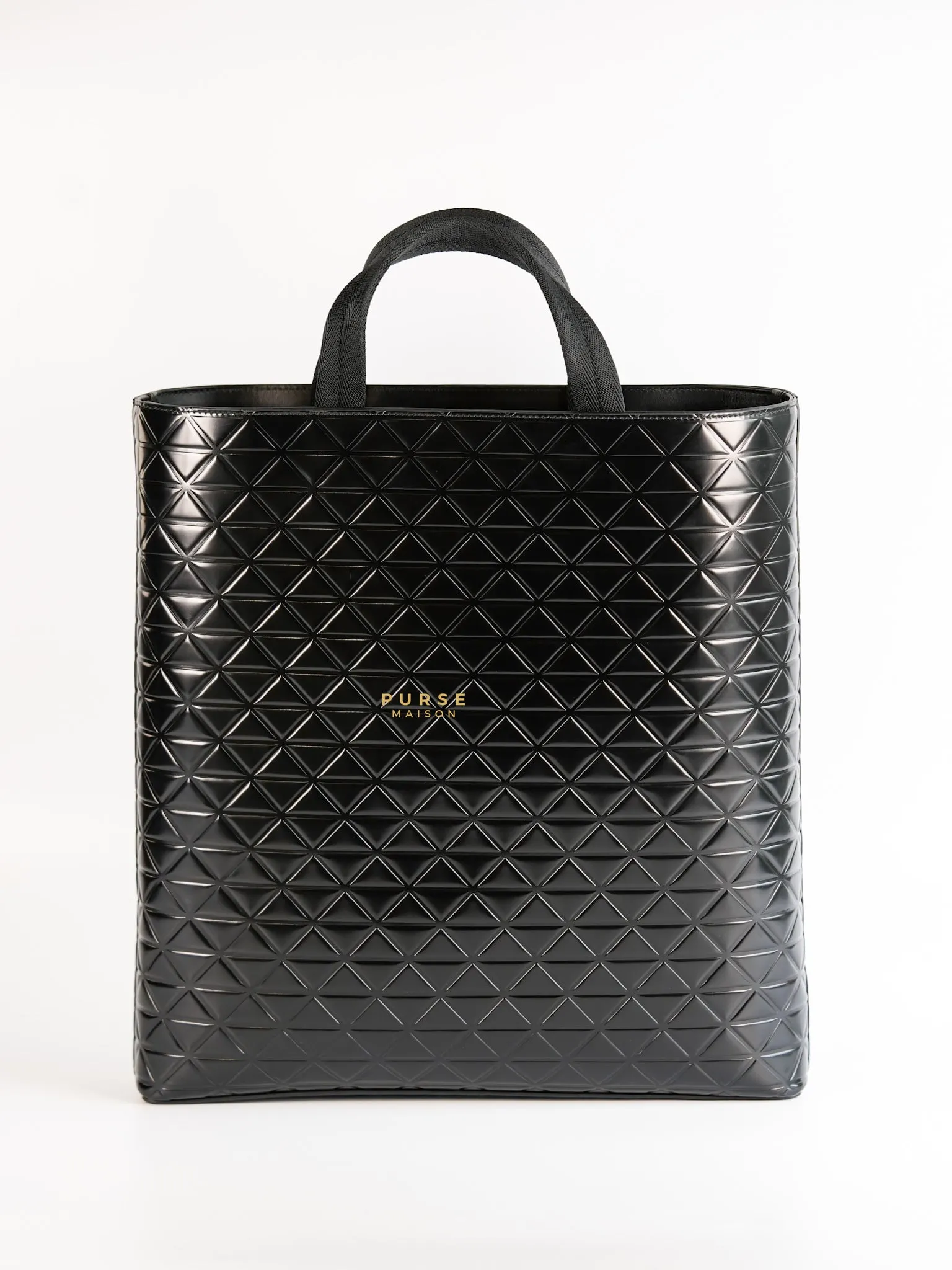 Black Embossed-Printed Shopping Bag with Detachable Water Bottle