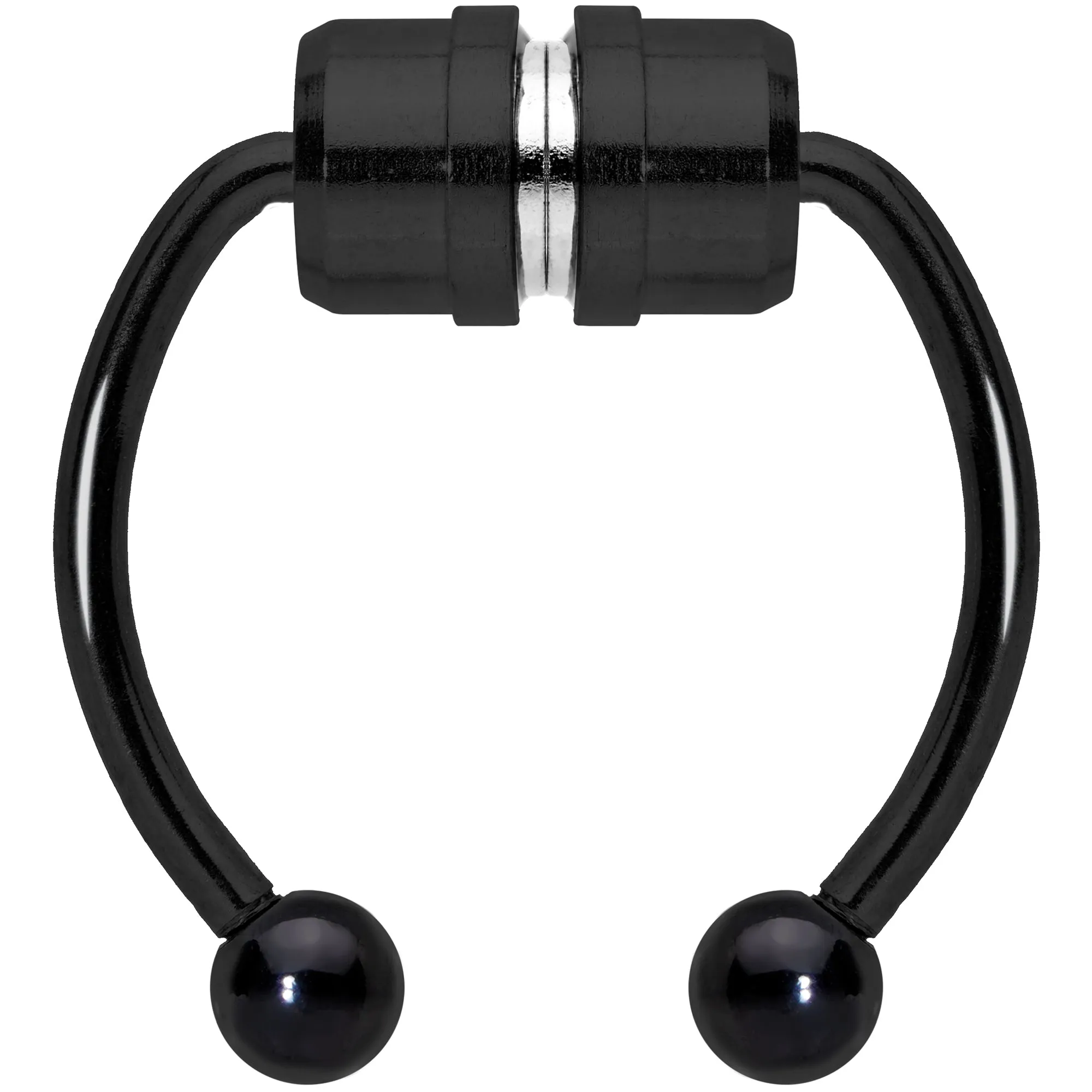 Black Magnetic Septum Ring Horseshoe Non-Pierced Fake Nose Ring