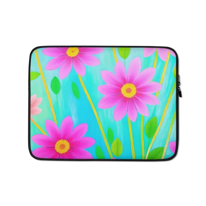 Blissful Blooms Padded Zipper Laptop Sleeve