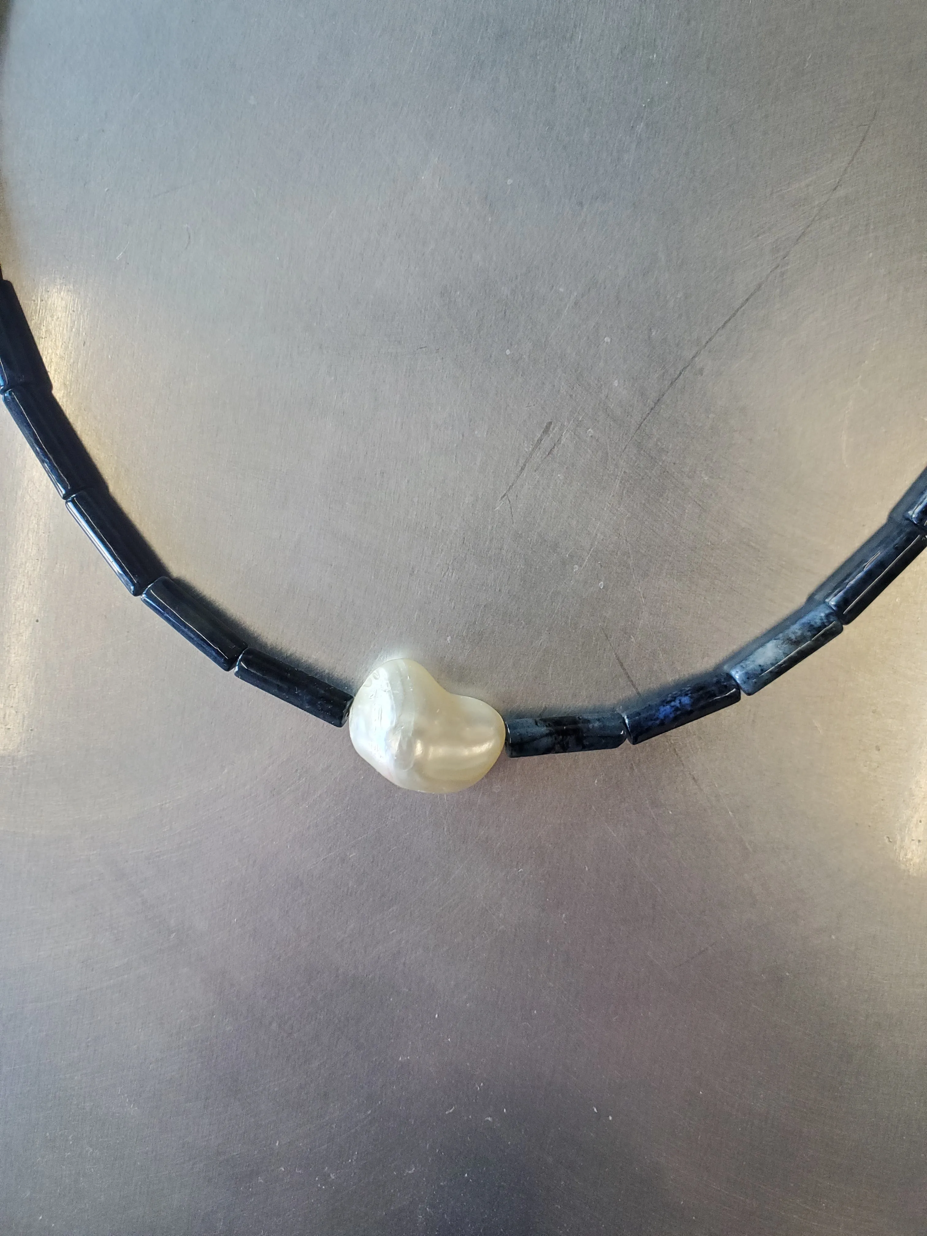Blue Aventurine and Mother of Pearl choker