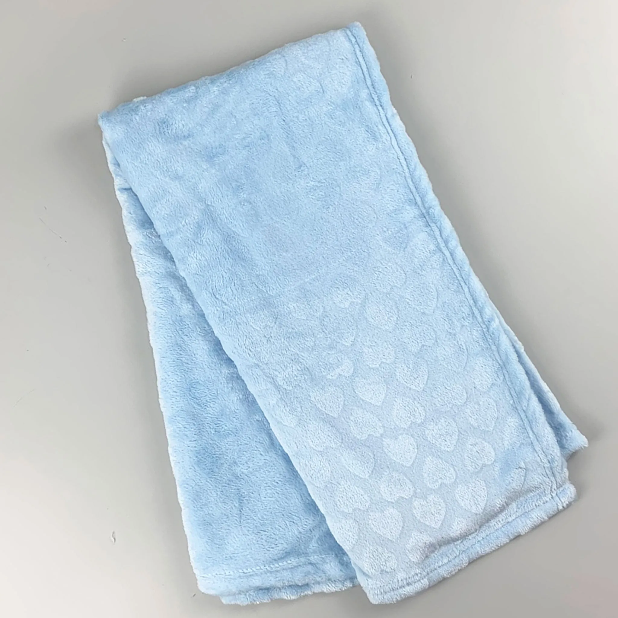 Blue Embossed Heart Baby Blanket