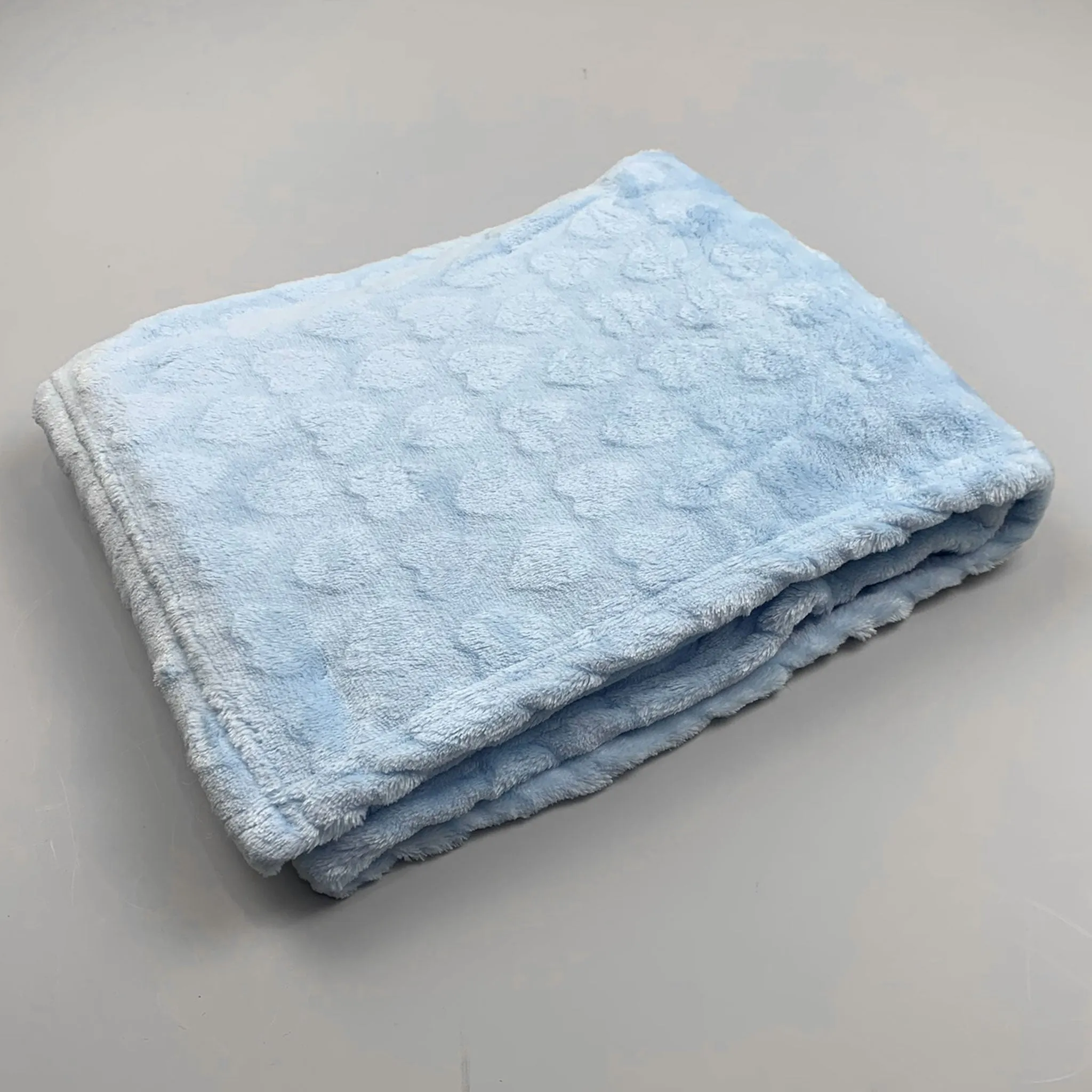 Blue Embossed Heart Baby Blanket