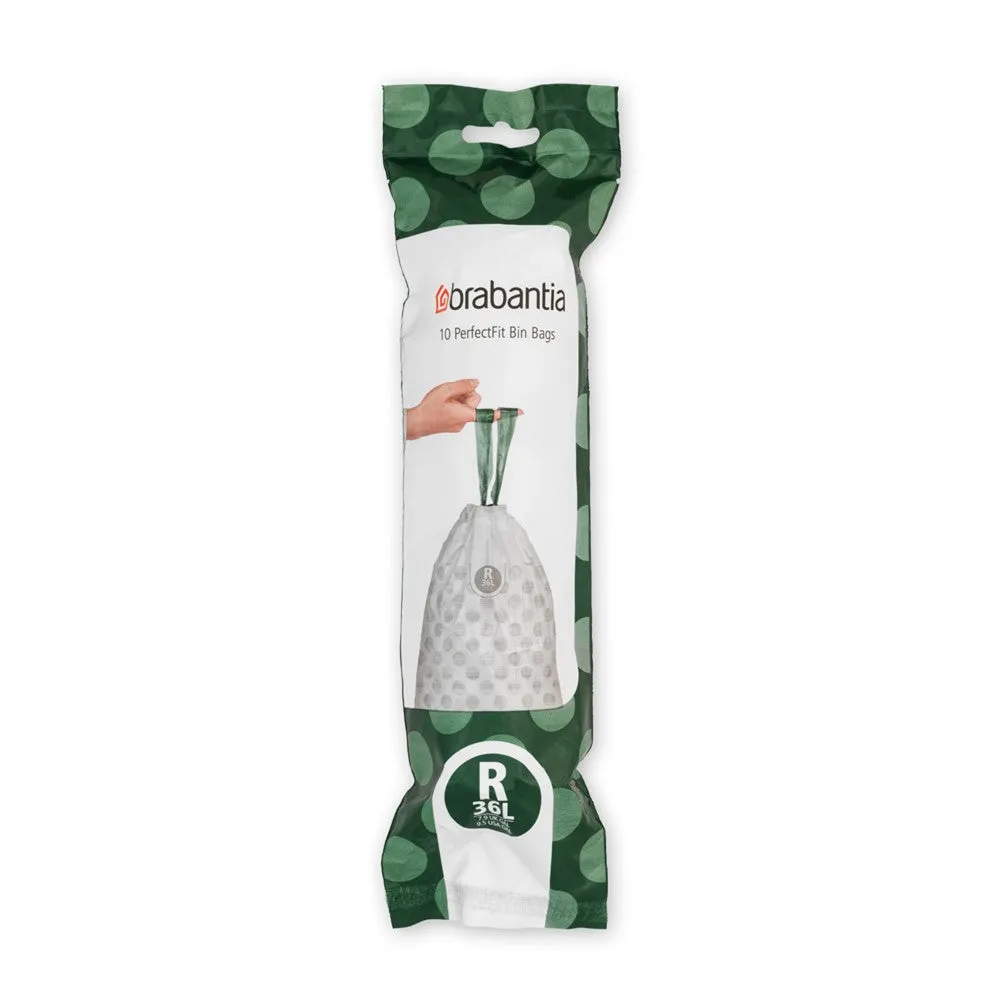 Brabantia PerfectFit Roll Pack Bin Liner Bags, R, 36 L x 10 Bags, Roll Pack