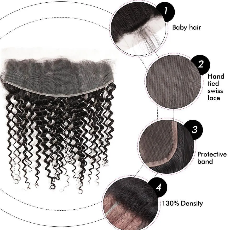 Brazilian Kinky Curly 4 Bundles With 13×4 Lace Frontal 10A Grade 100% Human Remy Hair MYLOCKME