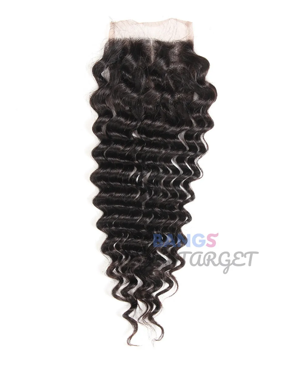 Brazilian Virgin Hair 3 Bundles With Closure Deep Wave
