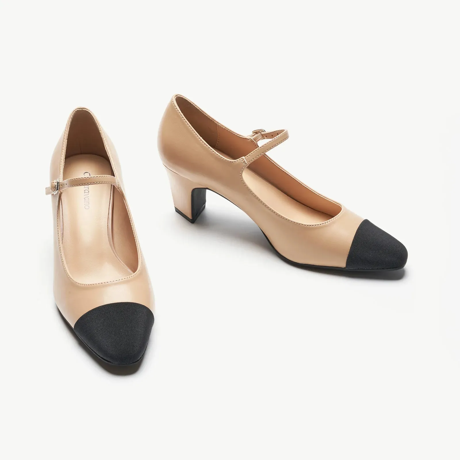 Cap-Toe Mary Jane Block Heel Pump (Jessica)