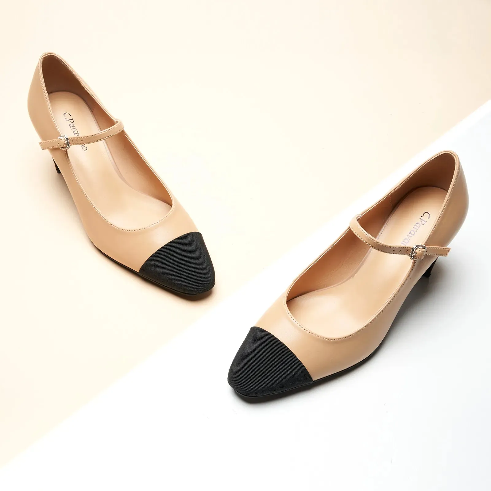 Cap-Toe Mary Jane Block Heel Pump (Jessica)