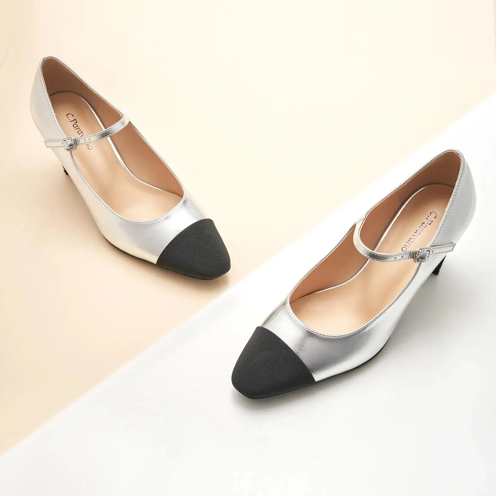 Cap-Toe Mary Jane Block Heel Pump (Jessica)