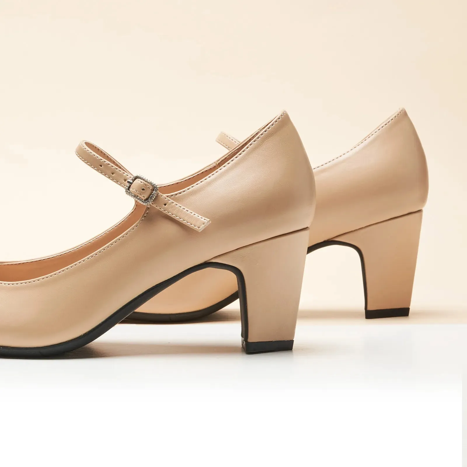 Cap-Toe Mary Jane Block Heel Pump (Jessica)