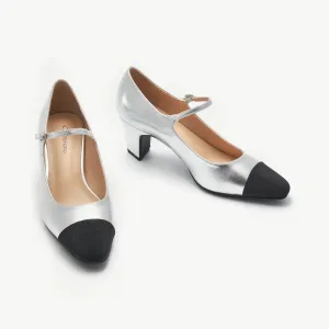 Cap-Toe Mary Jane Block Heel Pump (Jessica)