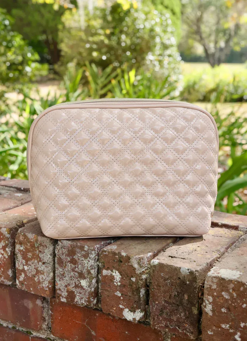 CAPRI LARGE POUCH-NUDE PATENT SQ