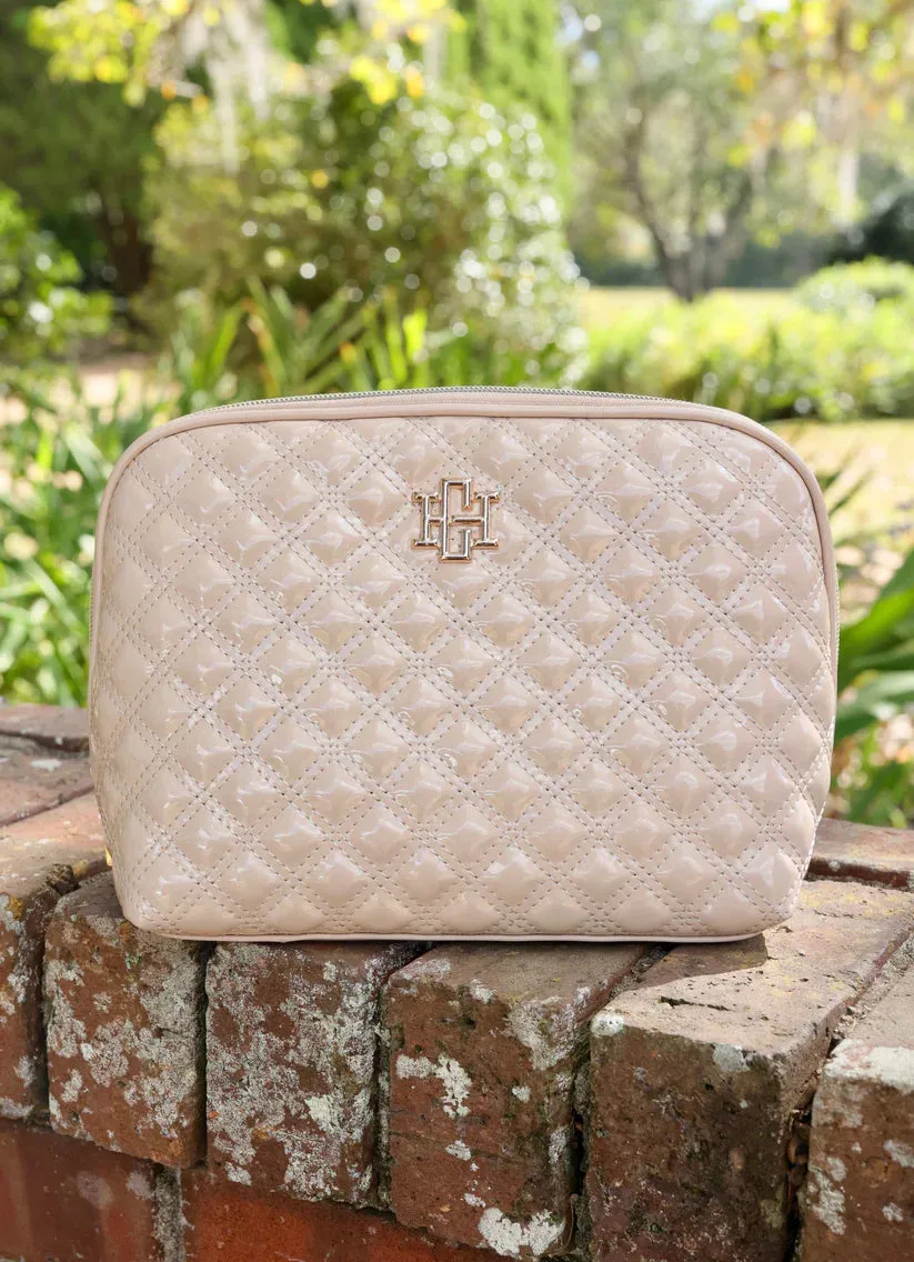 CAPRI LARGE POUCH-NUDE PATENT SQ