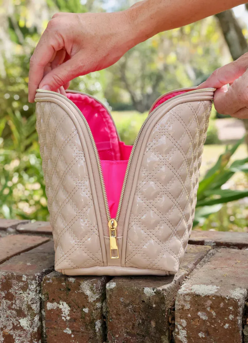 CAPRI LARGE POUCH-NUDE PATENT SQ