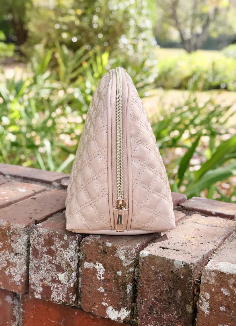 CAPRI LARGE POUCH-NUDE PATENT SQ