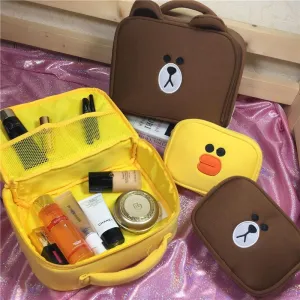 Cartoon brown bear makeup bag