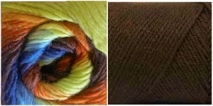 CHOCOLATE   OVER THE RAINBOW - Falling Leaves Scarf YARN KIT
