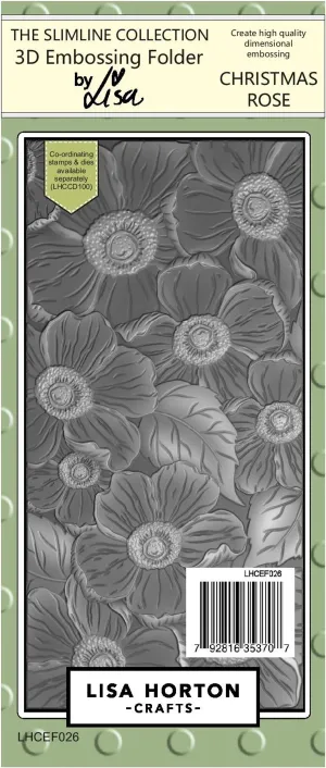 Christmas Rose Slimline 3D Embossing Folder