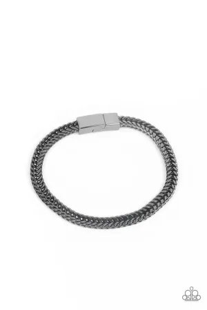 City Crusader - Black - Gunmetal Chain Paparazzi Magnetic Men's Bracelet