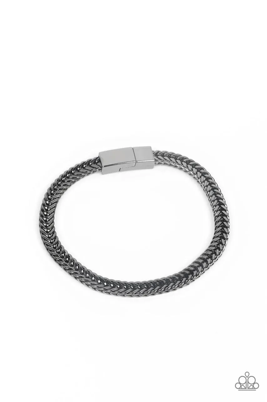 City Crusader - Black - Gunmetal Chain Paparazzi Magnetic Men's Bracelet