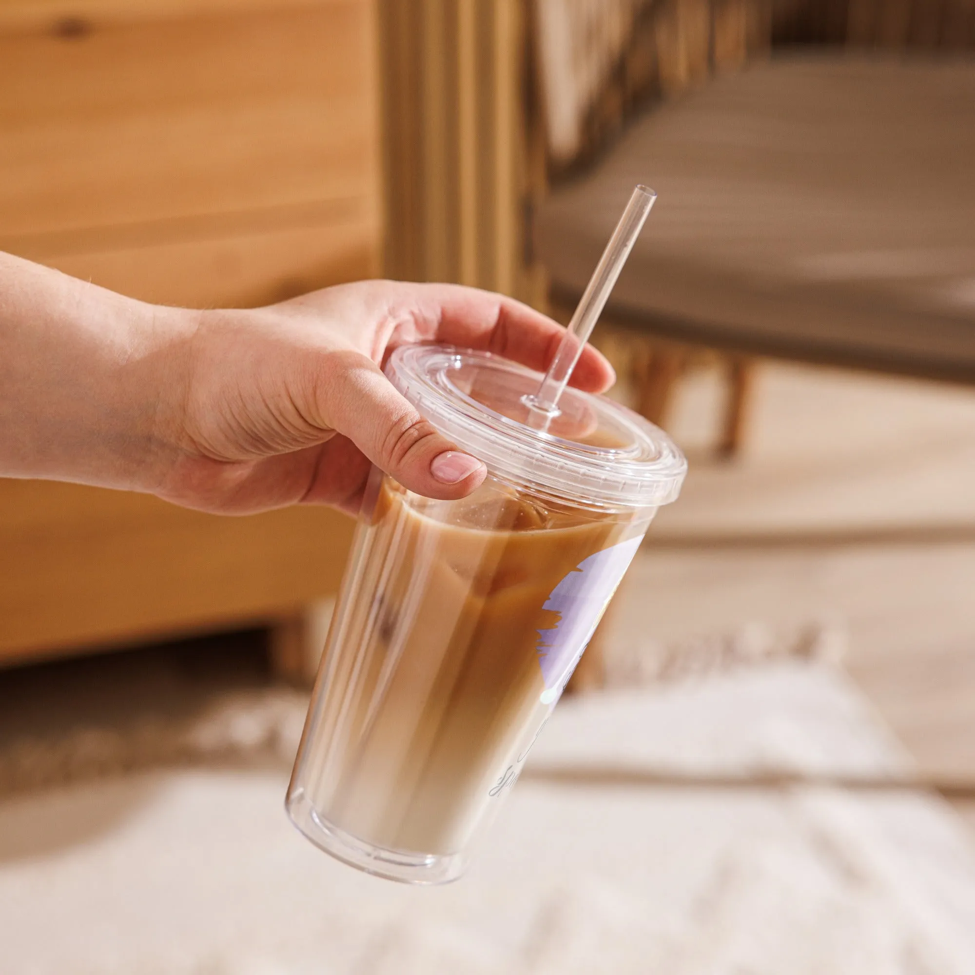 Clear plastic Insulated Resusable tumbler 16OZ