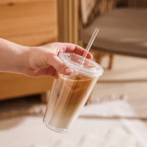 Clear plastic Insulated Resusable tumbler 16OZ