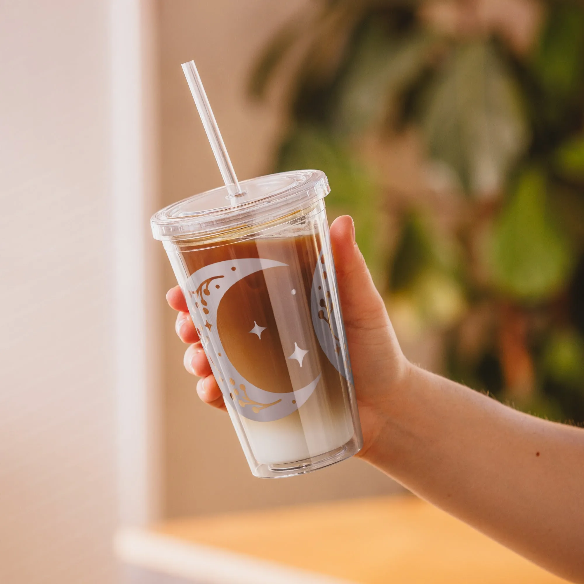 Clear plastic Insulated Resusable tumbler 16OZ