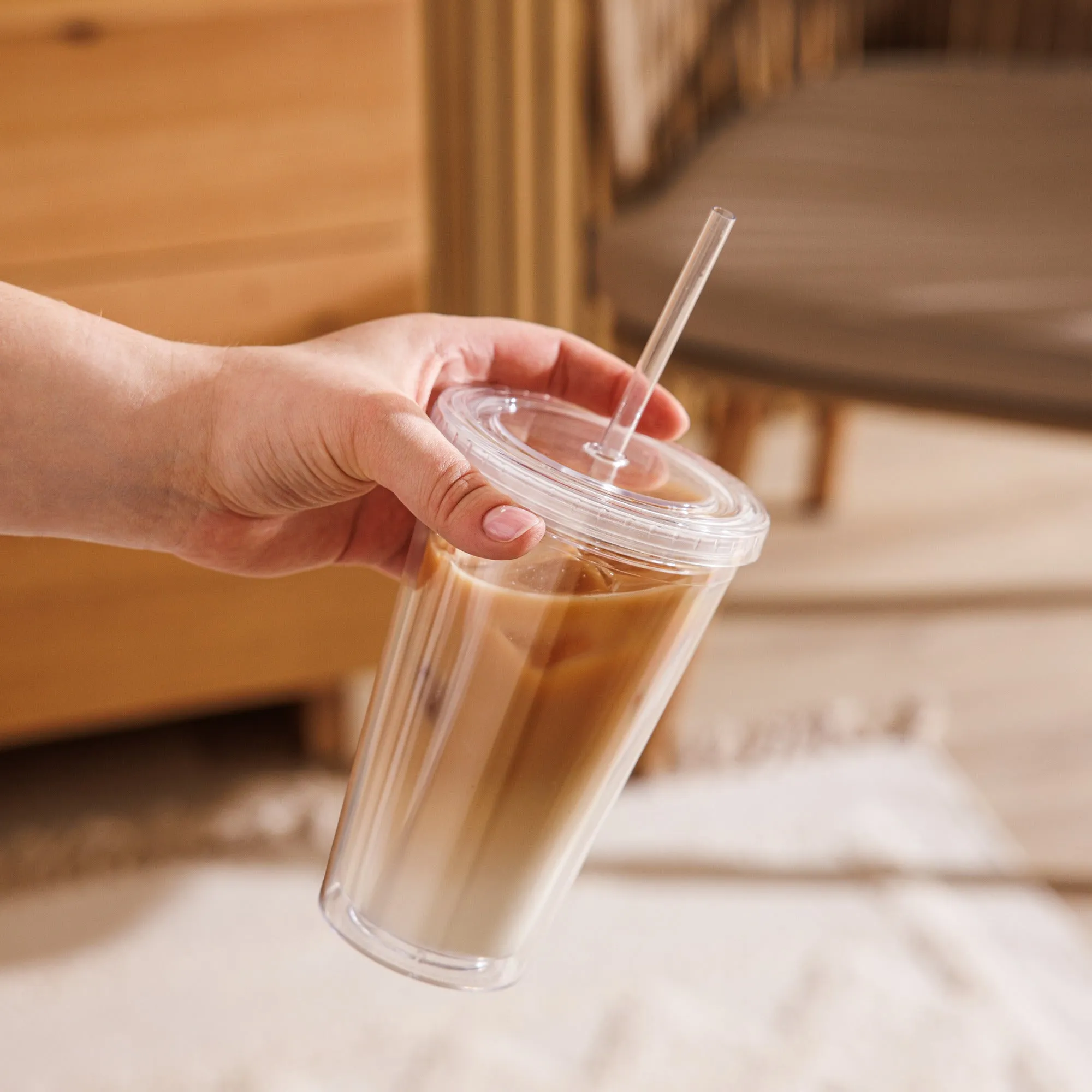 Clear plastic Insulated Resusable tumbler 16OZ
