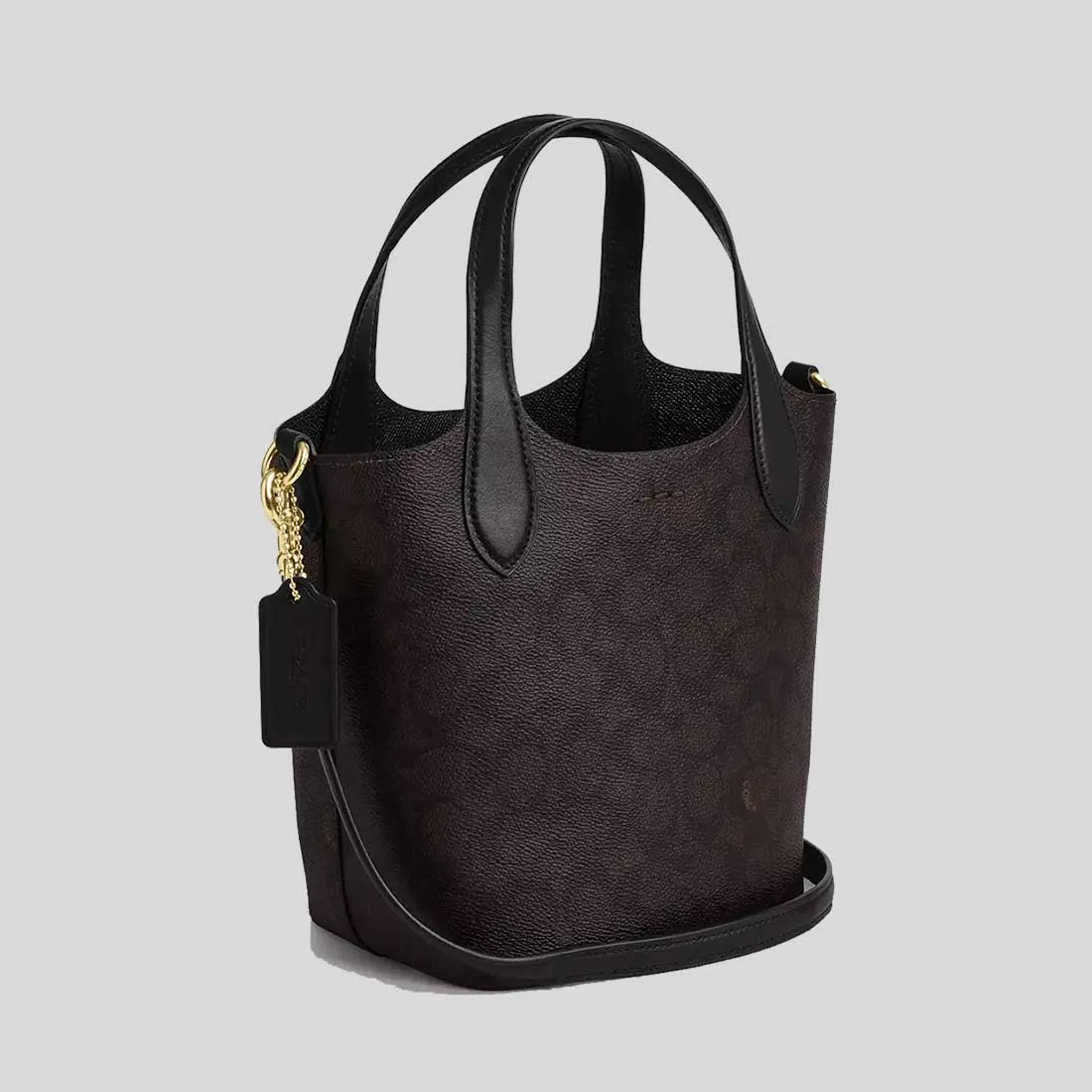 COACH Hanna Bucket Bag In Signature Canvas Walnut/Black RB-CAF16