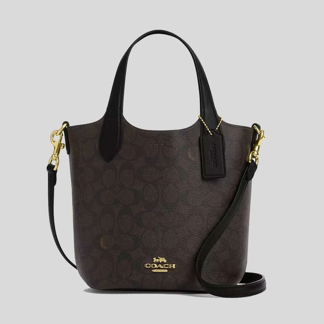 COACH Hanna Bucket Bag In Signature Canvas Walnut/Black RB-CAF16